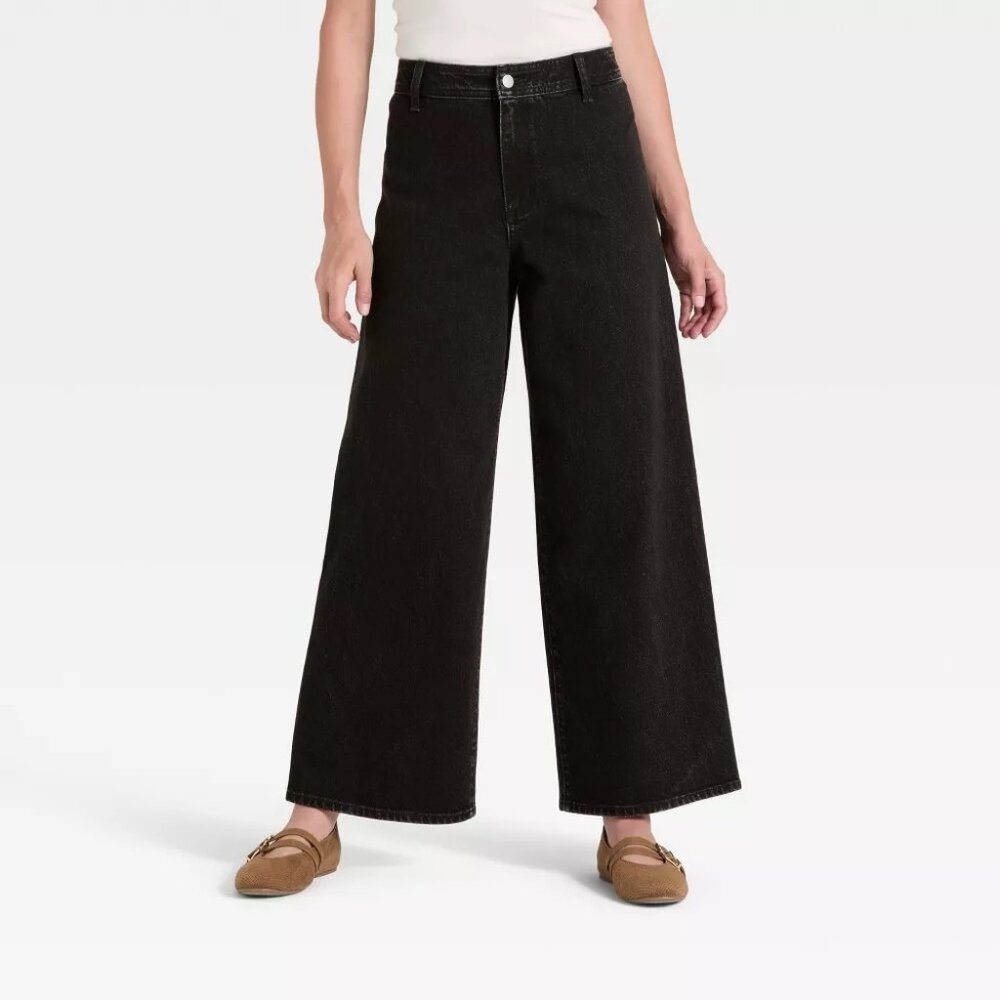 NEW Universal Thread High-Rise Sailor Wide Leg Ankle Jeans - Black - Size 00